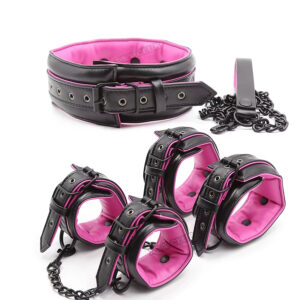 Luxury collar wrist and ankle cuffs bondage set for adult role-play
