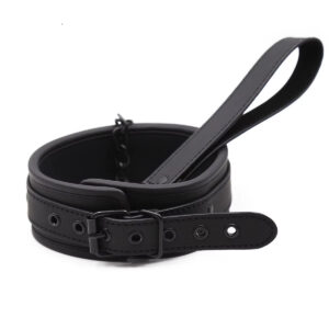 Sm Bondage Neck Collar with Metal Chain Leash faux leather restraint