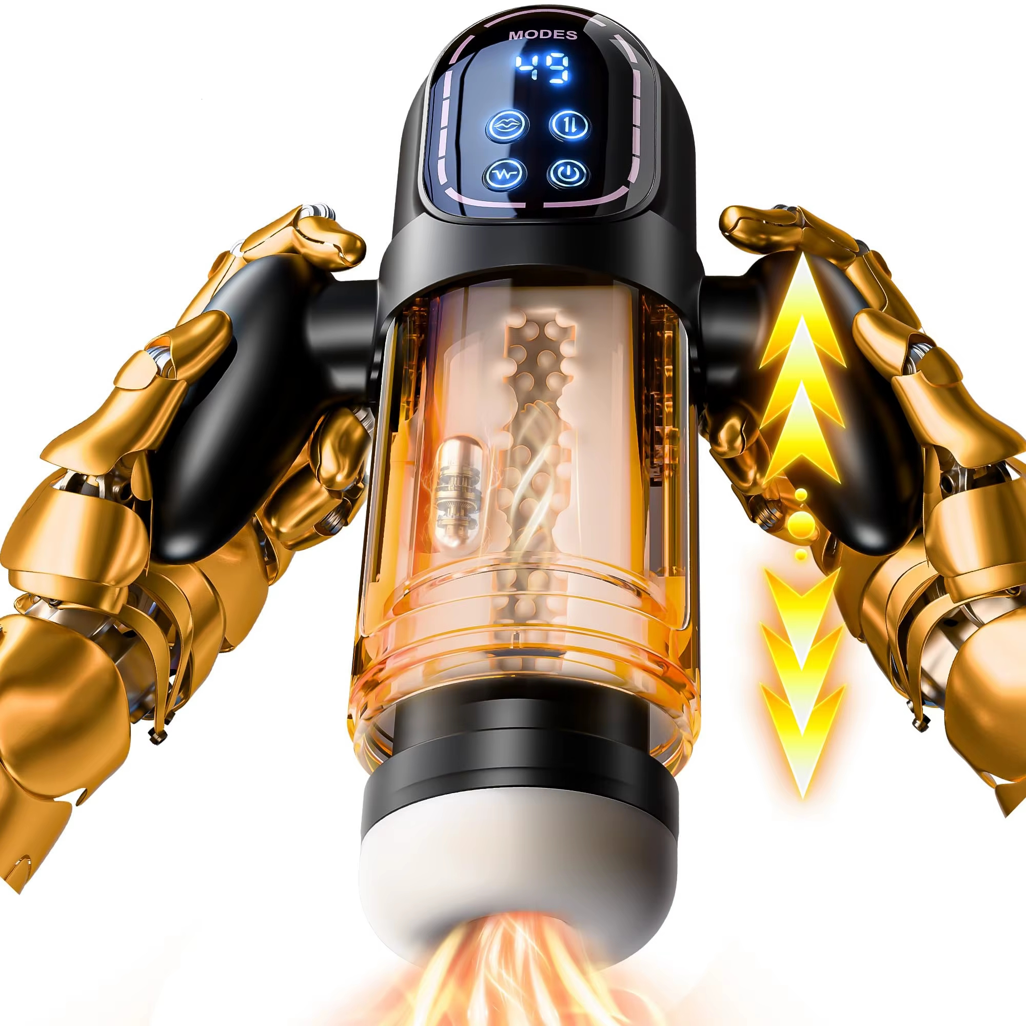 Automatic Thrusting Sucking Male Masturbator with LCD display and ergonomic handle
