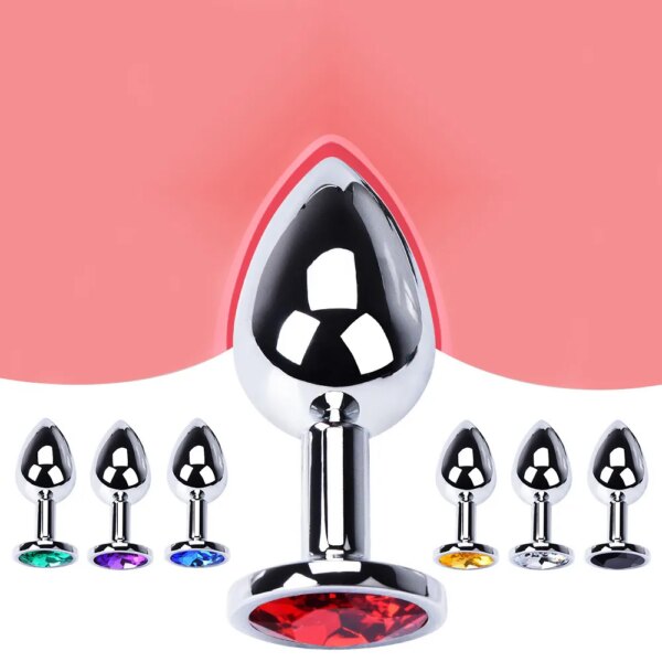 3 size metal anal plug set for women, men, and couples – S/M/L diamond base butt plugs
