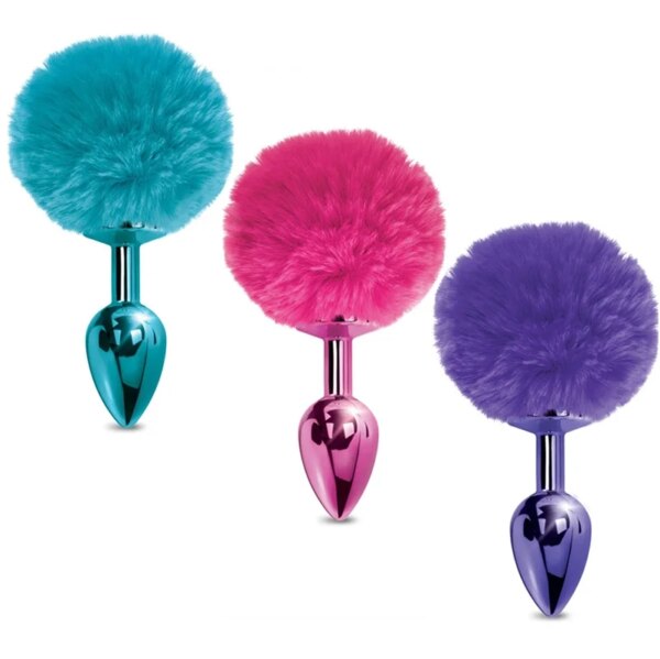 Metal fox tail anal plug set – small medium large sizes