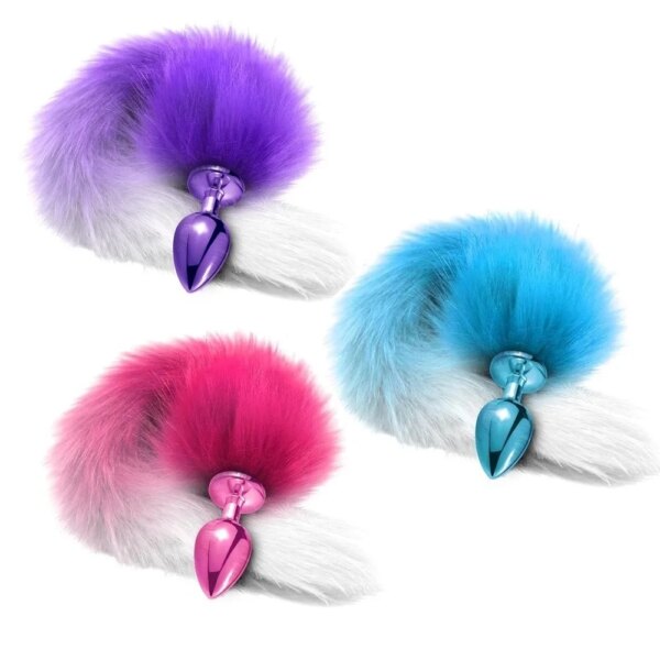 Metal fox tail anal plug set – small medium large sizes