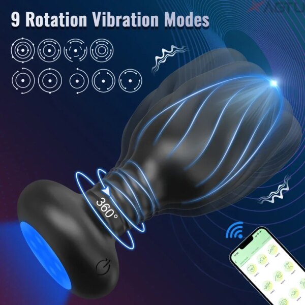 APP Control Rotation Anal Plug with LED Vibrator – intimate wellness device