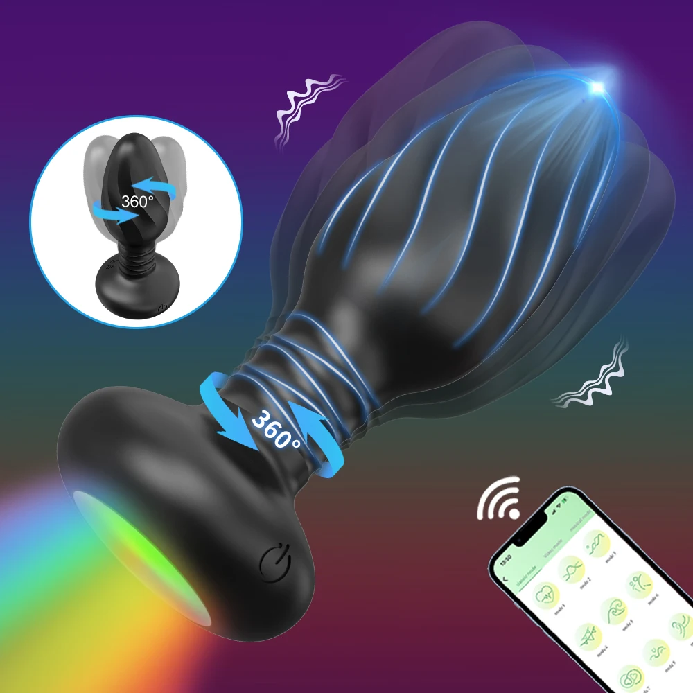 APP Control Rotation Anal Plug with LED Vibrator – intimate wellness device