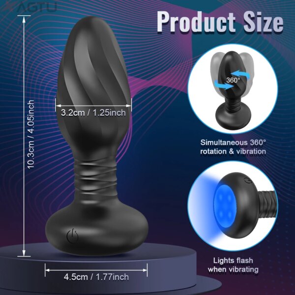 APP Control Rotation Anal Plug with LED Vibrator – intimate wellness device