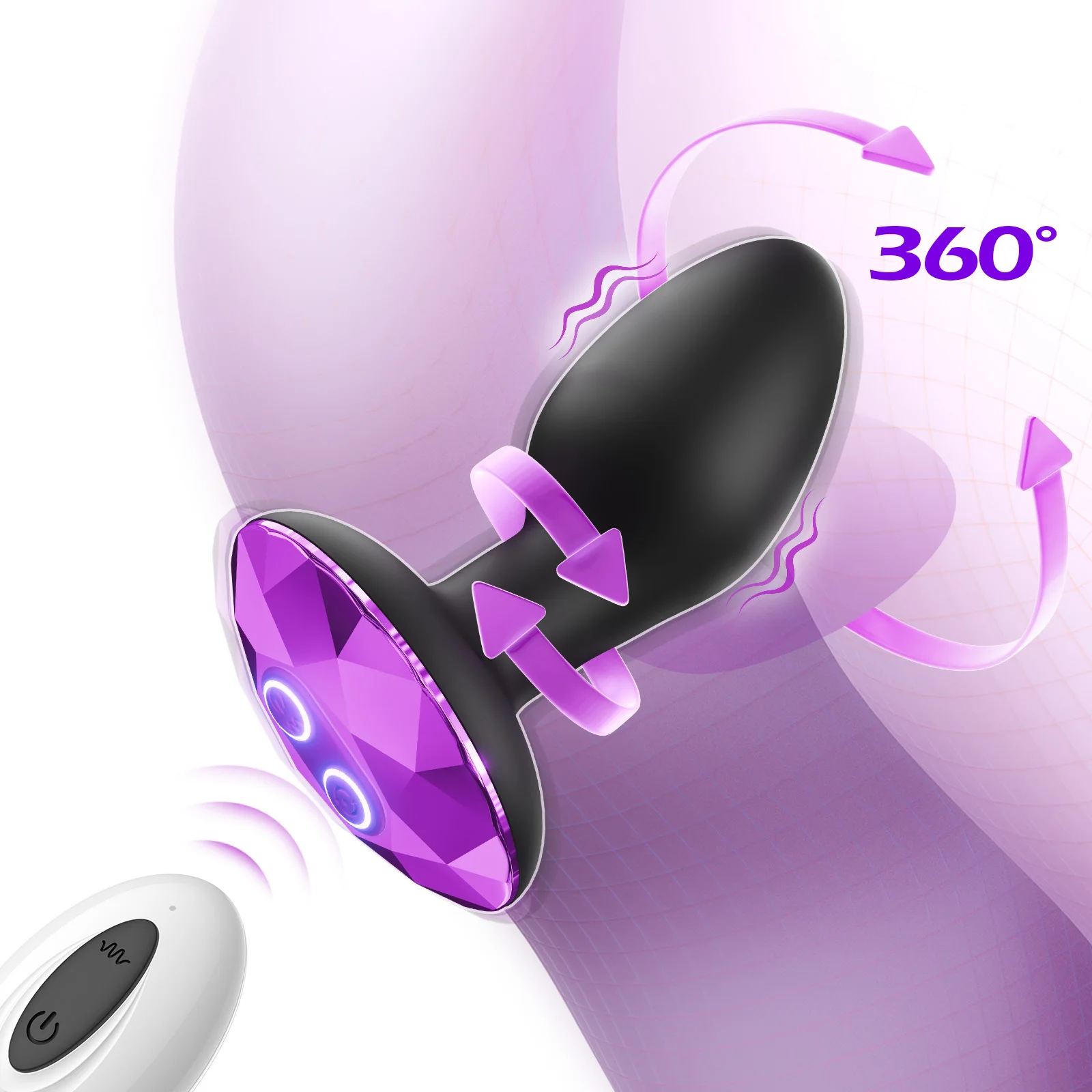 360 Rotation Anal Plug Vibrator with remote control for men and women wellness