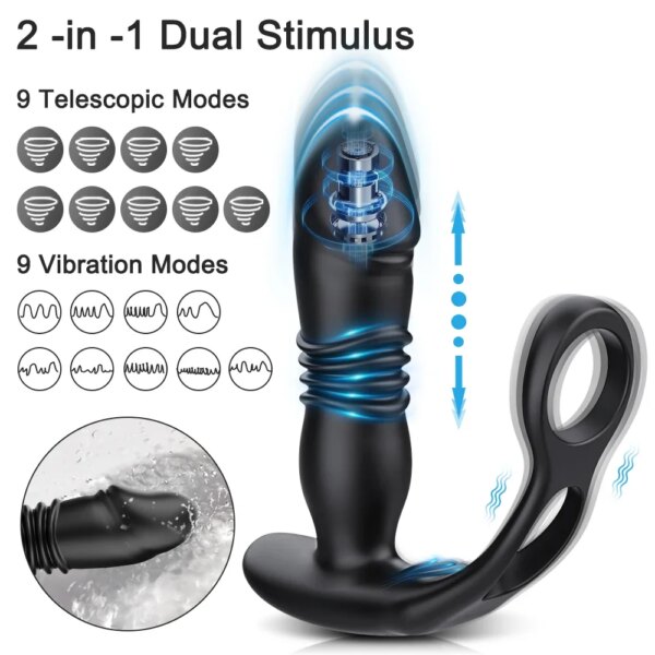 Thrusting Butt Plug Prostate Massager for Men – APP Controlled Anal Vibrator