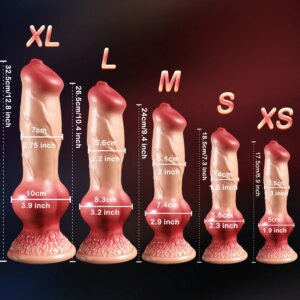 Realistic Huge Dog Knot Dildo for Women with suction cup, available in S–XXL for safe and pleasurable intimate play