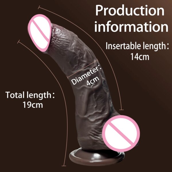 Black Realistic Dildo feel-like-skin anal plug for hands-free intimate wellness play