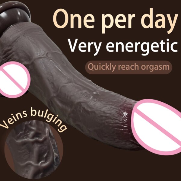 Black Realistic Dildo feel-like-skin anal plug for hands-free intimate wellness play