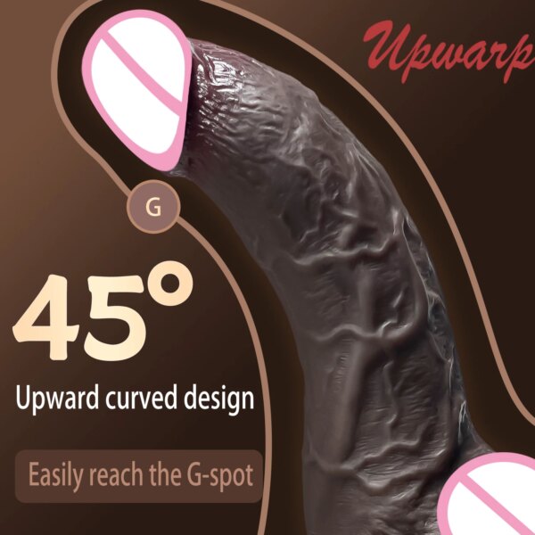 Black Realistic Dildo feel-like-skin anal plug for hands-free intimate wellness play