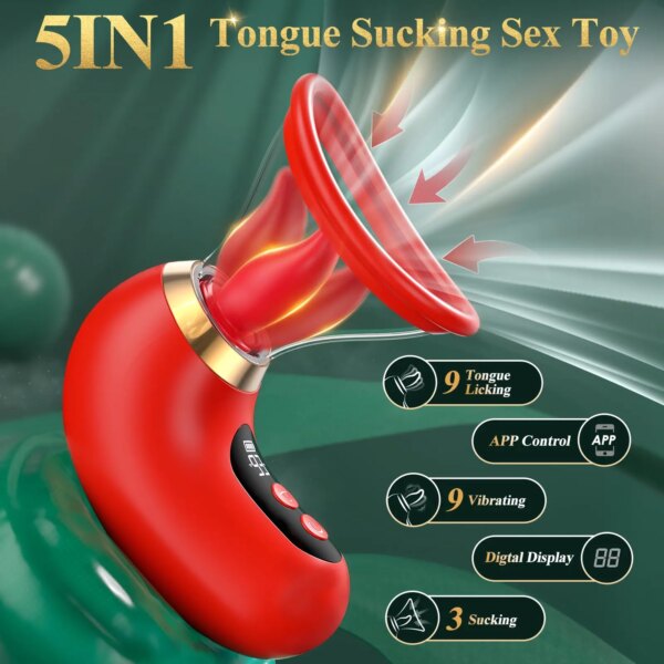 APP Control Clitoral Sucker Vibrator Tongue Licking Nipple Massager for Women