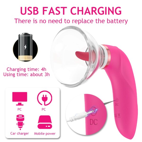 Clit Sucker Nipple Vibrator – tongue licking clitoris stimulator for women