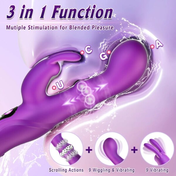 Vibrator Rotating Squeeze Dildo 4-in-1 G Spot and Clitoral Stimulator