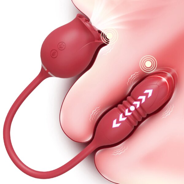 Rose Sucking Vibrator 3in1 Dildo for Women – G Spot and Anal Stimulator