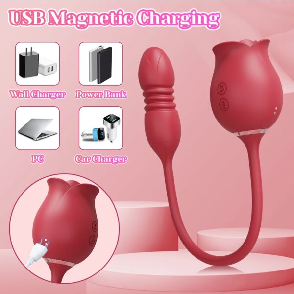 Rose Sucking Vibrator 3in1 Dildo for Women – G Spot and Anal Stimulator