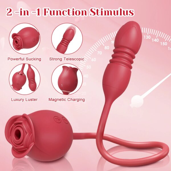 Rose Sucking Vibrator 3in1 Dildo for Women – G Spot and Anal Stimulator