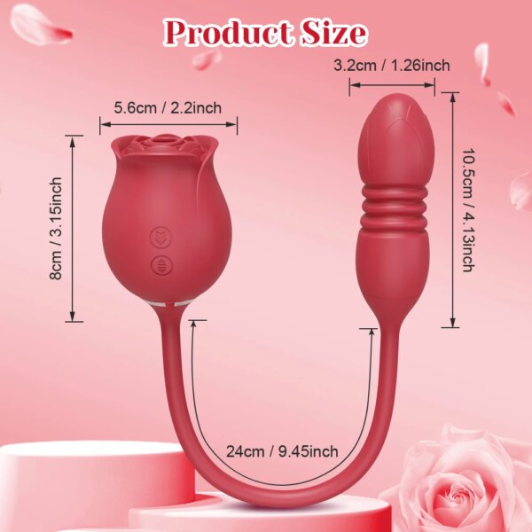 Rose Sucking Vibrator 3in1 Dildo for Women – G Spot and Anal Stimulator