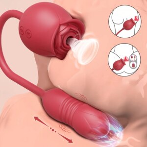 Rose Sucking Vibrator 3in1 Dildo for Women – G Spot and Anal Stimulator