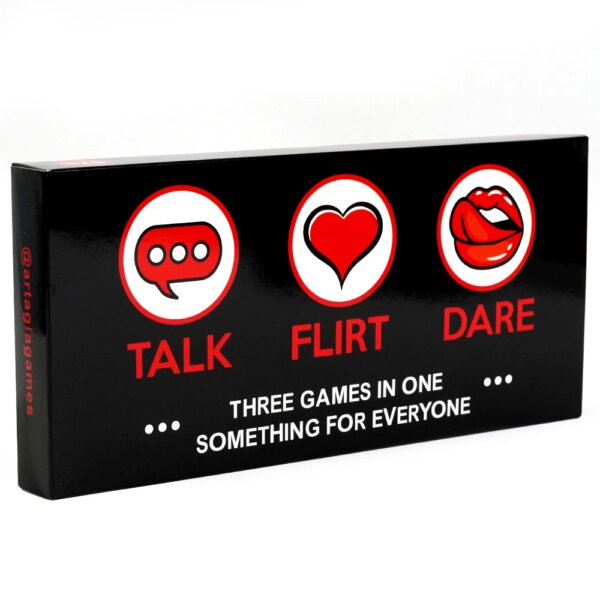 Couple playing Talk Flirt Dare Card Game for Couples at home