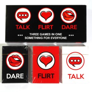 Couple playing Talk Flirt Dare Card Game for Couples at home