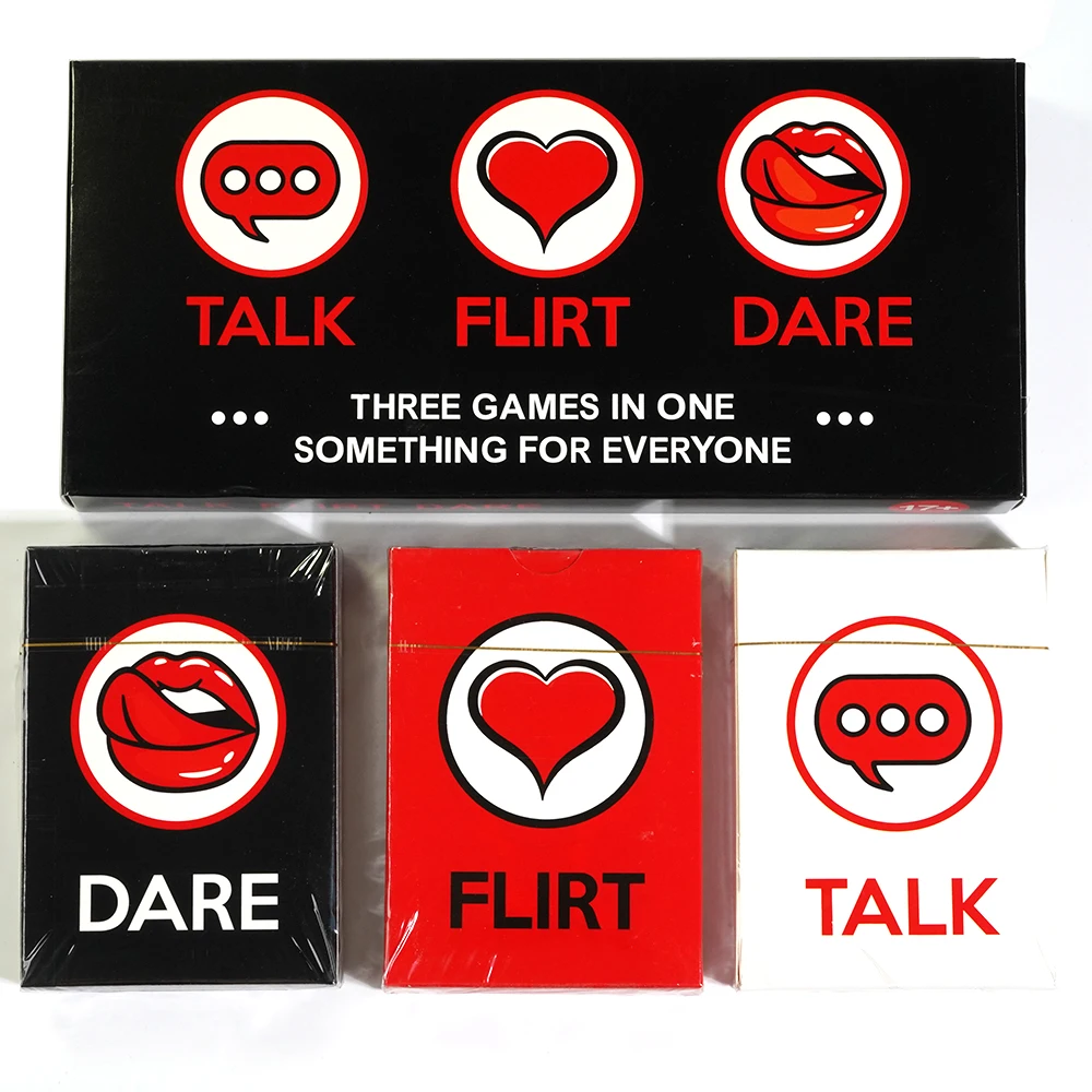 Couple playing Talk Flirt Dare Card Game for Couples at home
