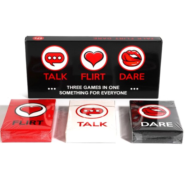Couple playing Talk Flirt Dare Card Game for Couples at home