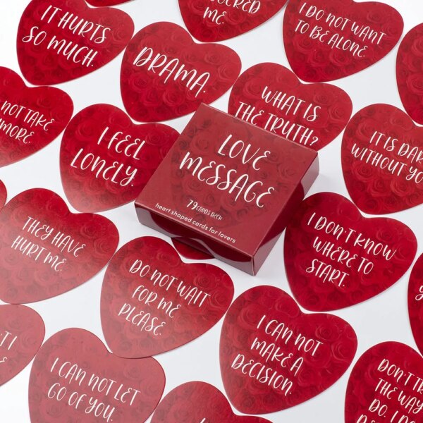 Heart-shaped Love Message 79 Cards Deck for couples and friends on tabletop