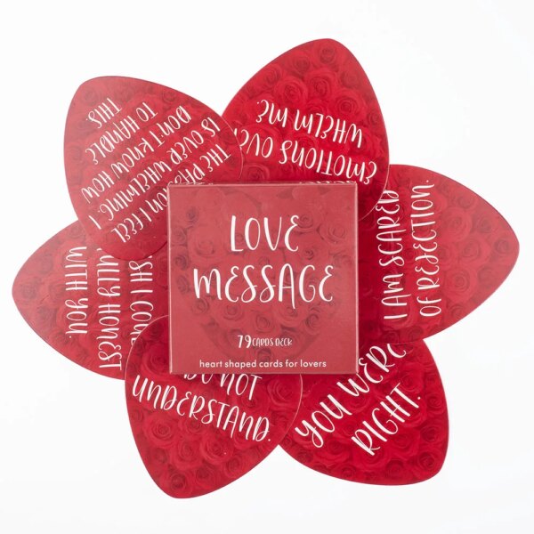 Heart-shaped Love Message 79 Cards Deck for couples and friends on tabletop