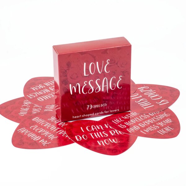 Heart-shaped Love Message 79 Cards Deck for couples and friends on tabletop