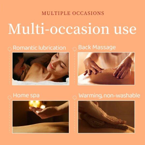 Heat Sensation Massage Oil Moisturize The Skin Sex Oil bottle with smooth, glowing skin background