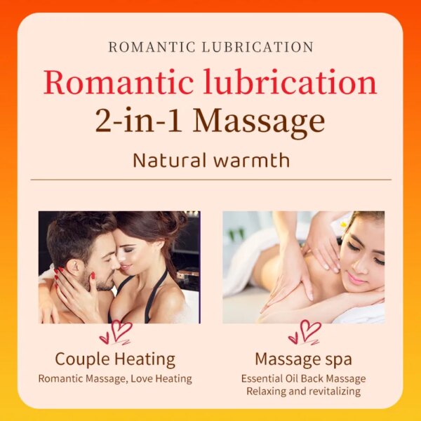 Heat Sensation Massage Oil Moisturize The Skin Sex Oil bottle with smooth, glowing skin background