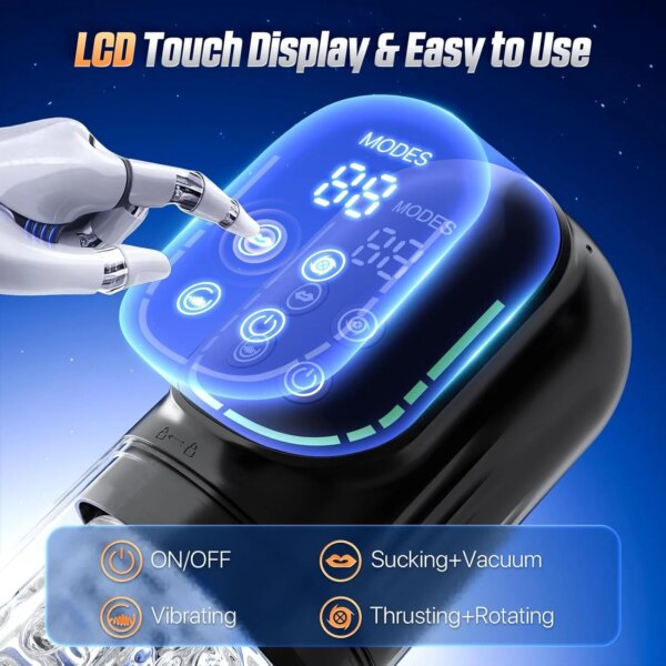 Automatic Thrusting Rotation Male Masturbator with LCD and Water Spa Feature