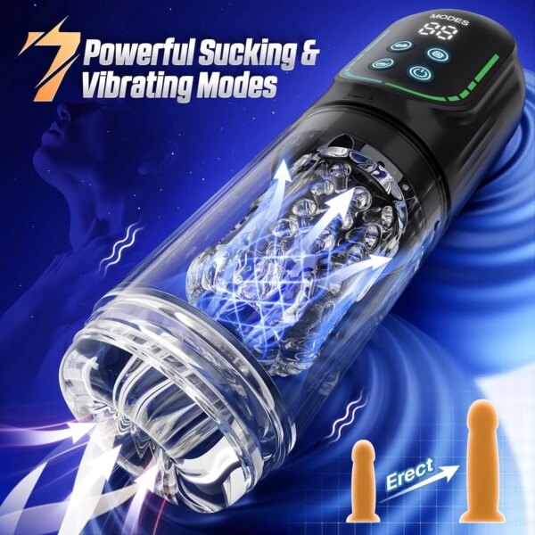 Automatic Thrusting Rotation Male Masturbator with LCD and Water Spa Feature