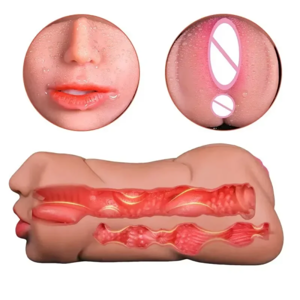 3 in 1 Realistic Oral Male Masturbator Cup – lifelike self-care toy for men