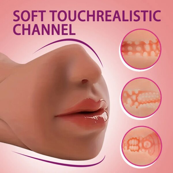 3 in 1 Realistic Oral Male Masturbator Cup – lifelike self-care toy for men
