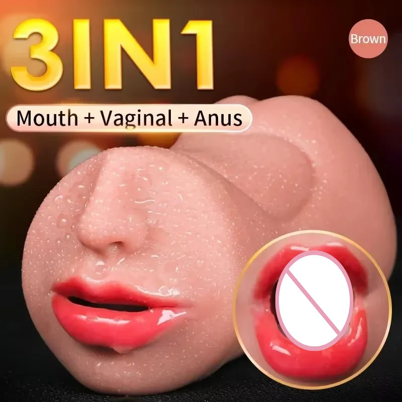 3 in 1 Realistic Oral Male Masturbator Cup – lifelike self-care toy for men