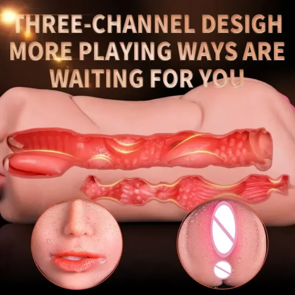 3 in 1 Realistic Oral Male Masturbator Cup – lifelike self-care toy for men