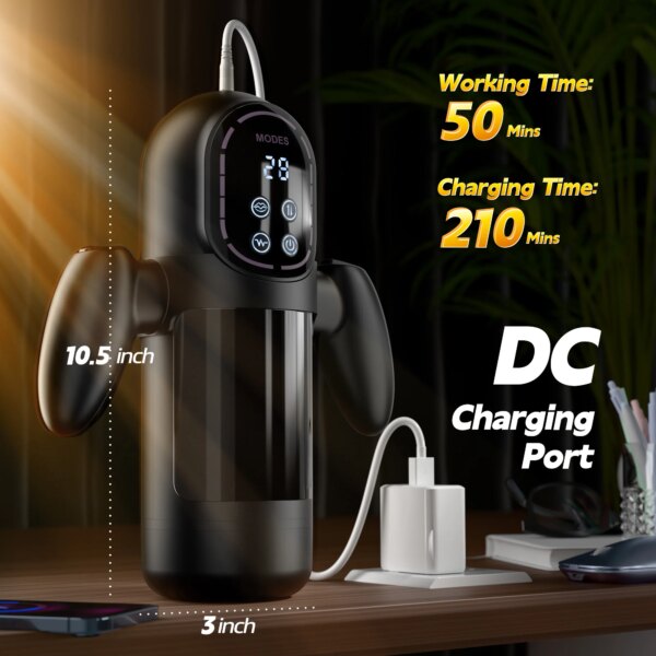 Automatic Thrusting Sucking Male Masturbator with LCD display and ergonomic handle