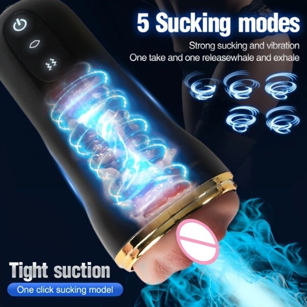 Automatic Male Masturbator with realistic 3D internal texture and vacuum suction for men