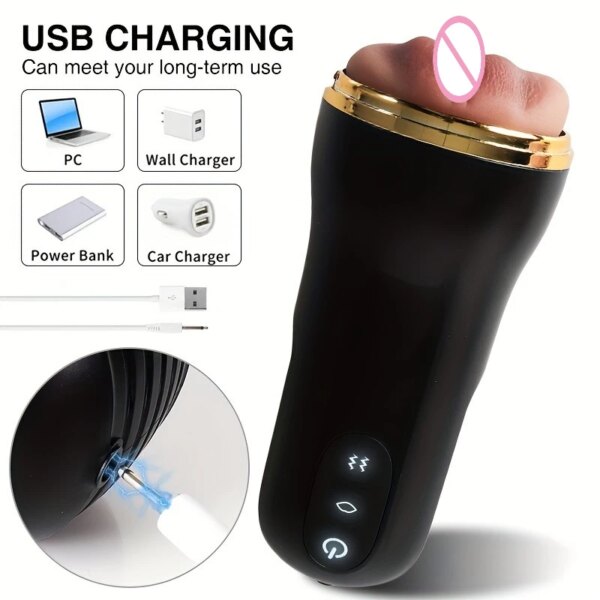 Automatic Male Masturbator with realistic 3D internal texture and vacuum suction for men