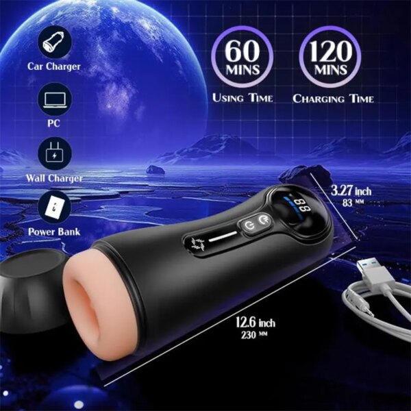 Realistic Vagina Automatic Male Sucking Masturbator with LED display