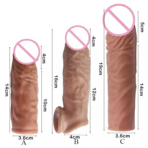 Realistic Penis Sleeve Extender in 14/16/20CM for intimacy enhancement