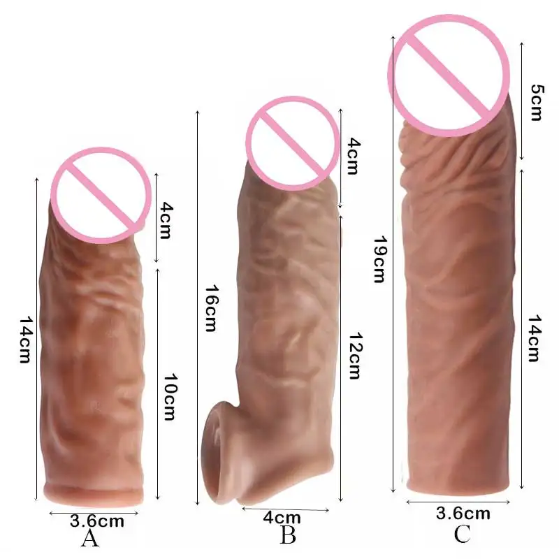 Realistic Penis Sleeve Extender in 14/16/20CM for intimacy enhancement