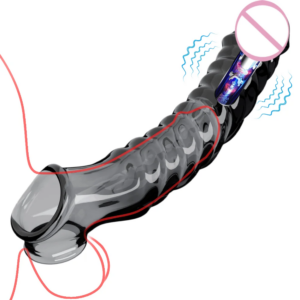 Vibrating Penis Sleeve for Men – flexible glans penis enlarger and delay ejaculation cock ring for couples