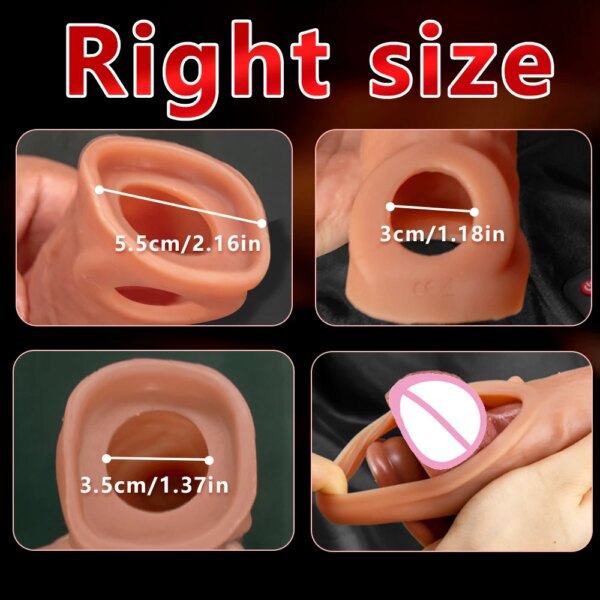 Condom Penis Extender Sleeve Vibrator made of liquid silicone for couples’ intimacy and delayed climax
