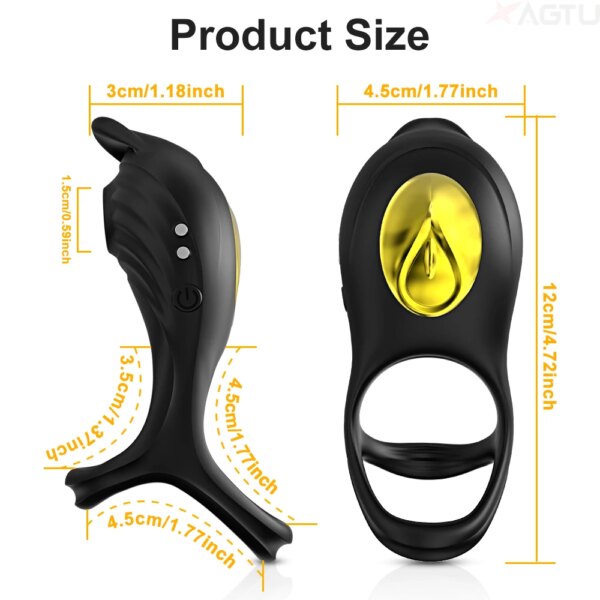 Cock Ring for Men with Clitoral Vibrator and Delay Ejaculation – Couples Sex Toy