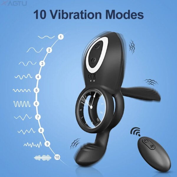 Couple Vibrator Sex Cockring with dual motors and remote control for enhanced intimacy