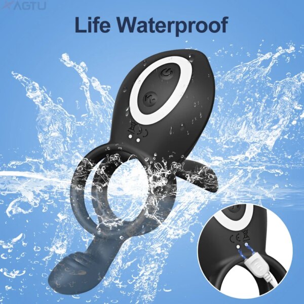 Couple Vibrator Sex Cockring with dual motors and remote control for enhanced intimacy
