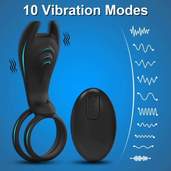 Remote Control Vibrating Penis Ring for Men Couples - Dual Stimulation Silicone Cock Ring